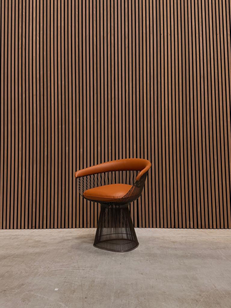 Knoll Warren Platner Chair - Volo Leather Cognac, Antiek en Kunst, Antiek | Meubels | Stoelen en Banken, Ophalen of Verzenden