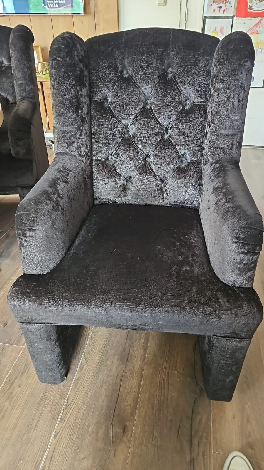 Luxe Eric Kuster eetkamerstoelen - Nog netjes, Huis en Inrichting, Gebruikt, Zwart, Stof, Vijf, Zes of meer stoelen
