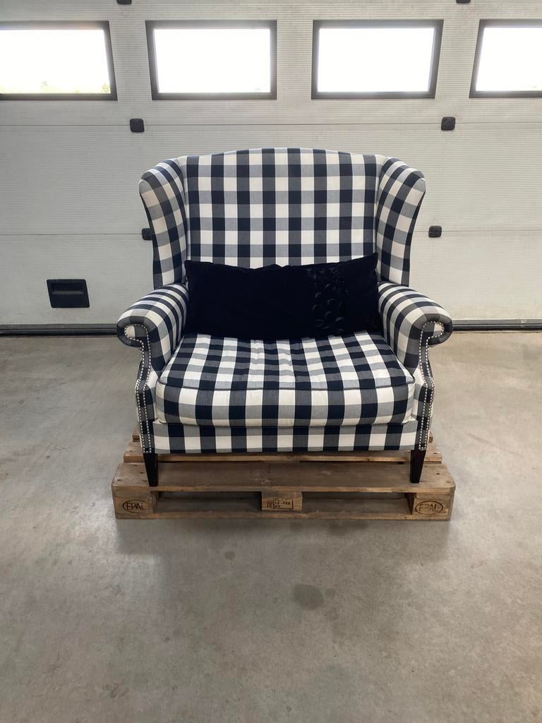 Gave checkered love seat wit zwart, Huis en Inrichting, Fauteuils, Ophalen, Gebruikt, 75 tot 100 cm, 100 tot 125 cm