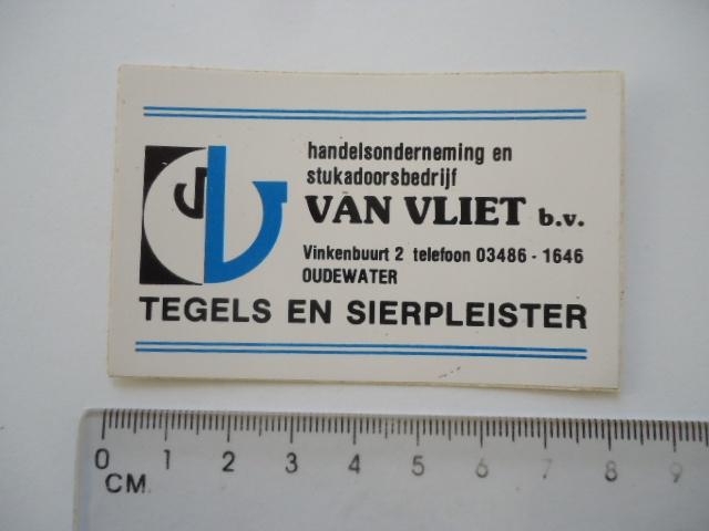 sticker oud Oudewater Van VLIET tegel stukadoor bouw retro, Verzenden, Zo goed als nieuw, Bedrijf of Vereniging