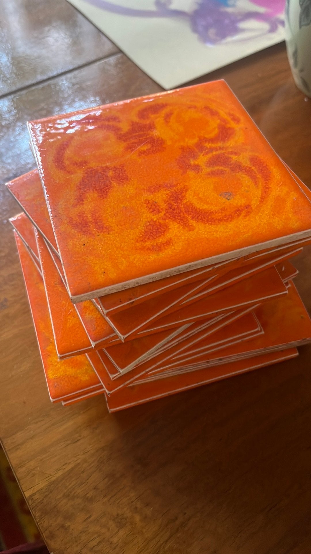 14 vintage tegeltjes Fat lava, Doe-het-zelf en Verbouw, Zo goed als nieuw, Minder dan 5 m², Wandtegels, Keramiek
