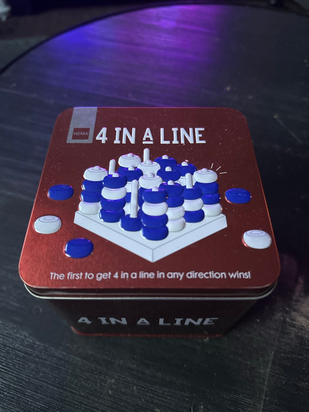 Hema 4 In A Line Reisspel - Zo goed als nieuw, Hobby en Vrije tijd, Gezelschapsspellen | Bordspellen, Een of twee spelers, Ophalen of Verzenden