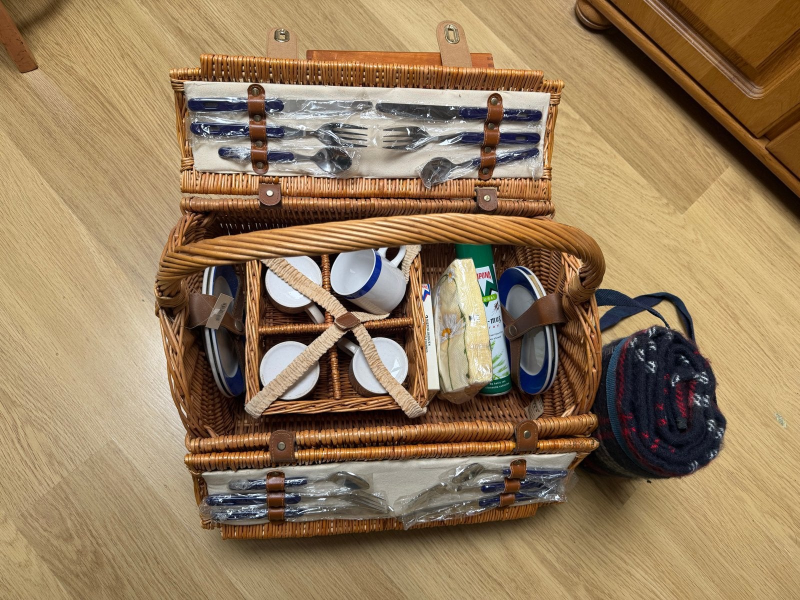 Complete picknickmand voor 4 personen met deken, Ophalen, Nieuw