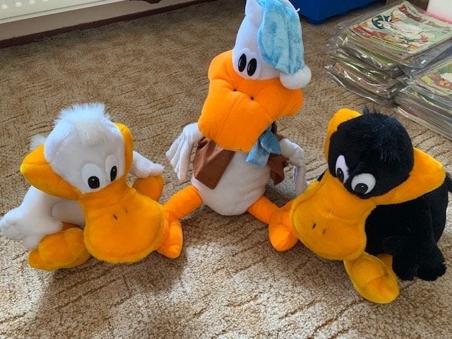 Knuffels Duffy duck eend 45 cm en 2x35 cm zgan, Ophalen of Verzenden, Zo goed als nieuw, Overige typen