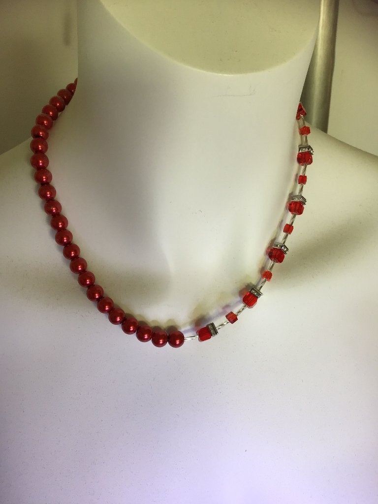Exclusieve design collier handgemaakt met cubes en  parels, Overige materialen, Verzenden, Nieuw, Verstelbaar