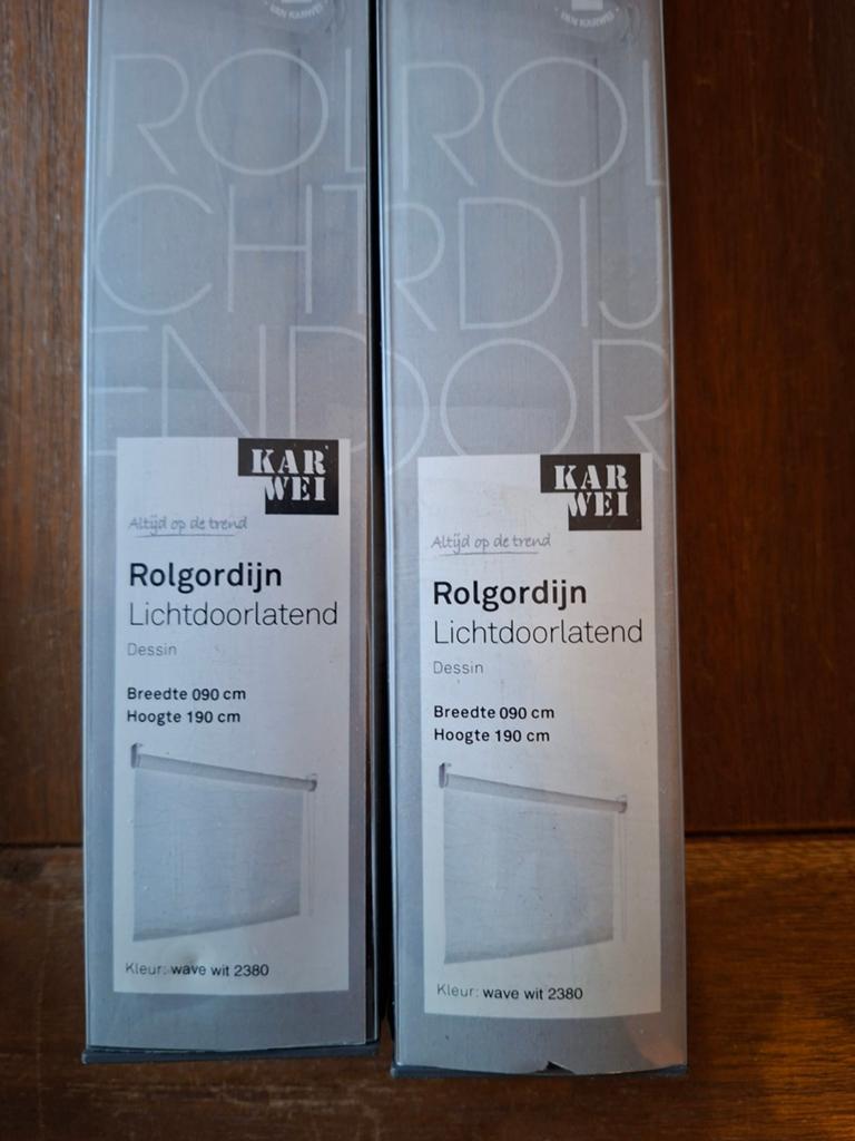 2x Karwei Rolgordijn Lichtdoorlatend Wit 90x190 cm, Wit, Nieuw, 150 tot 200 cm, 50 tot 100 cm