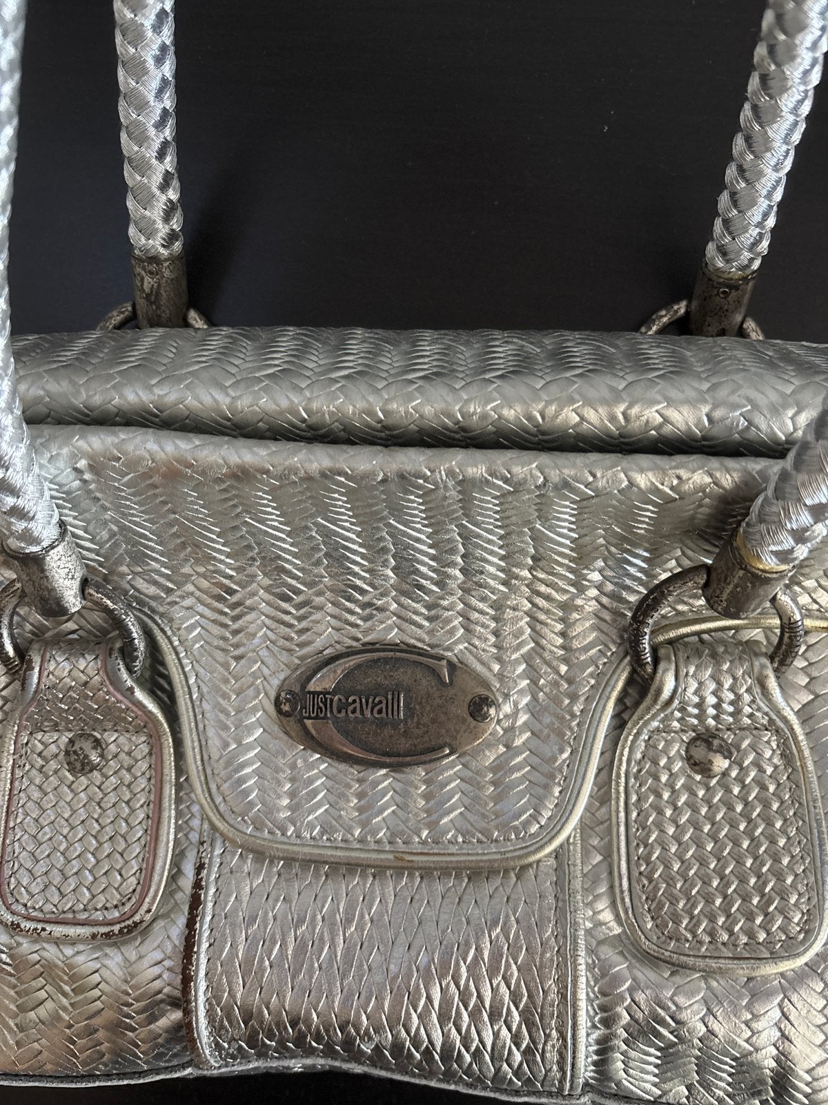 Just Cavalli zilveren handtas, Ophalen of Verzenden, Gebruikt, Overige kleuren, Handtas