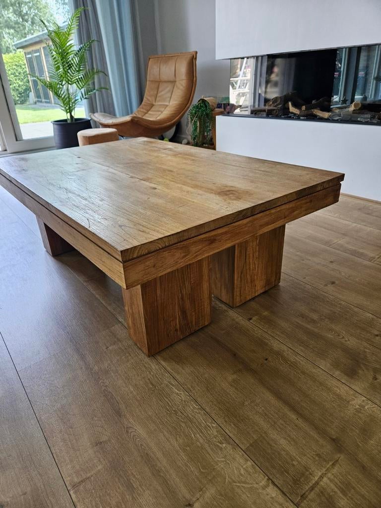 Massief houten salontafel - Zgan, mooie kwaliteit, Huis en Inrichting, Ophalen, 100 tot 150 cm, 50 tot 100 cm, Zo goed als nieuw