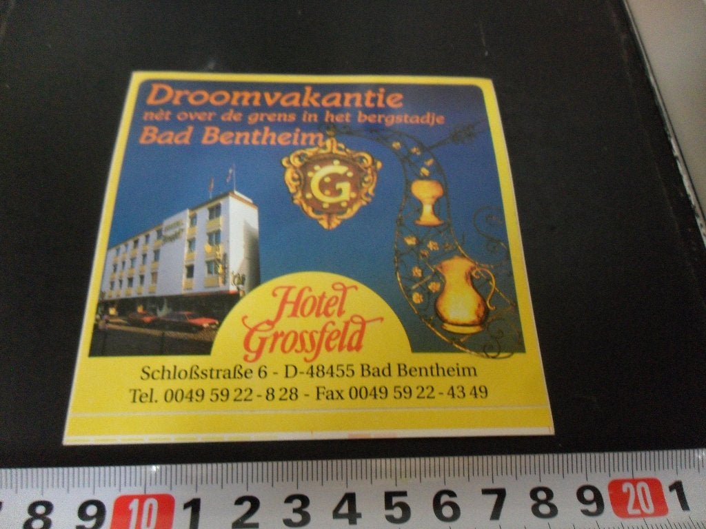 sticker Duitsland Bad Bentheim Hotel Grossfeld  KH152 *, Ophalen, Zo goed als nieuw
