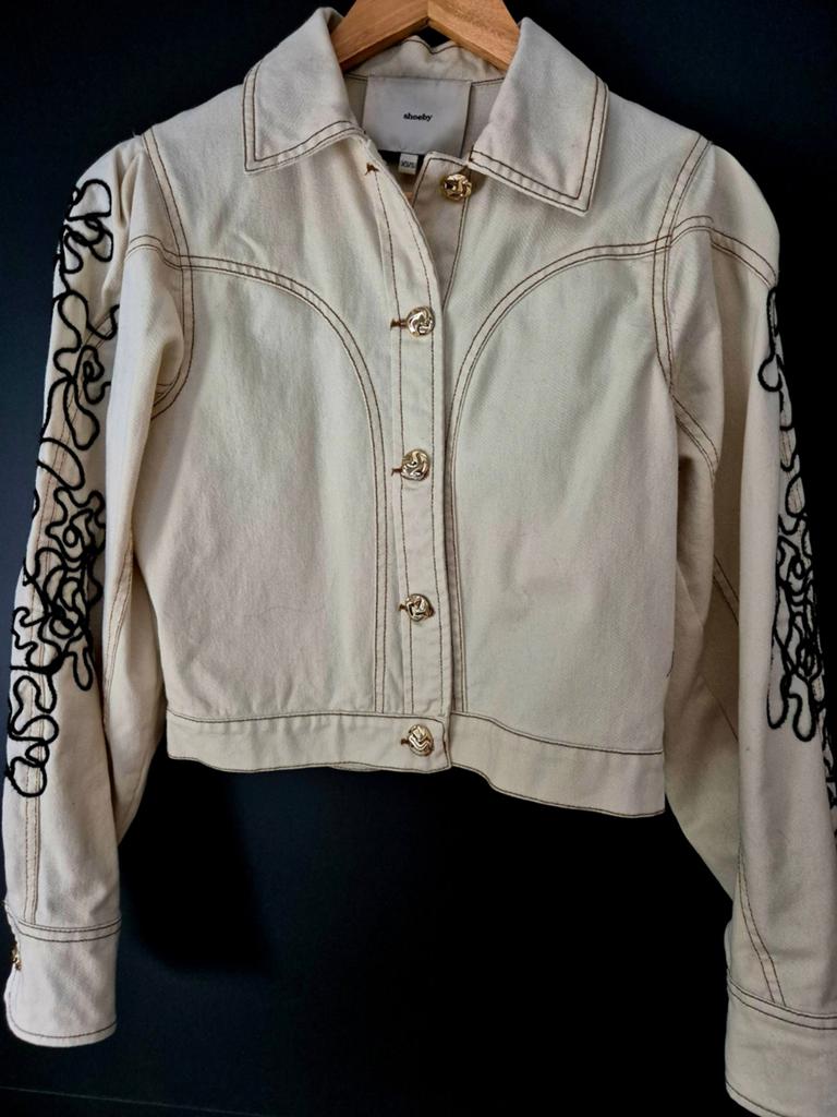 Katoenen jack bloemenprint, Ophalen of Verzenden, Zo goed als nieuw, Maat 34 (XS) of kleiner, Beige