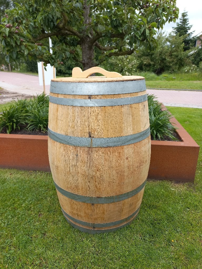 Regenton Eikenhouten Wijnvat Los deksel en handvat 224 Liter, Tuin en Terras, 150 liter of meer, Ophalen, Hout