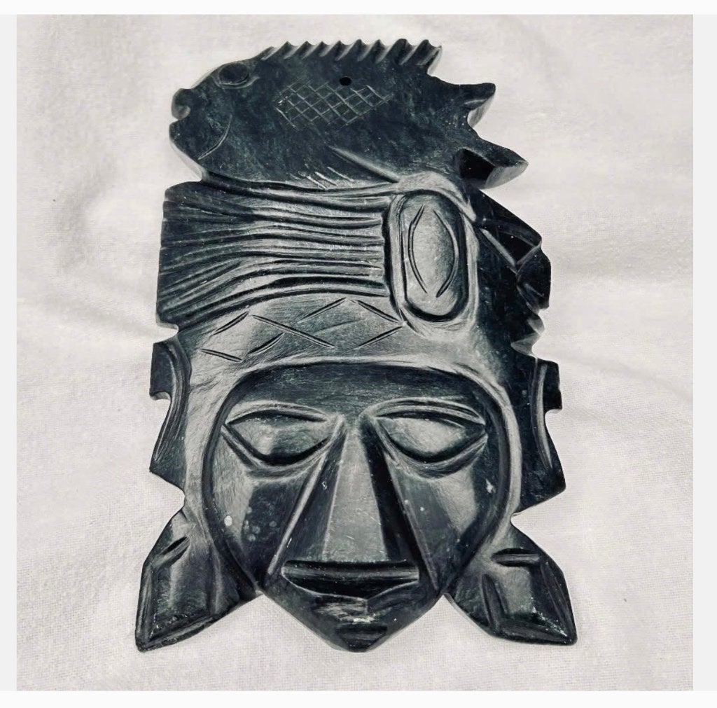 Kunst design Edelsteen Serpentijn Maya Inca beeld 18 x 11 cm, Ophalen of Verzenden