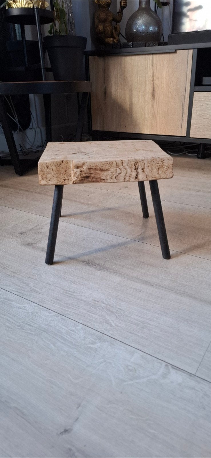 Uniek houten boomstam krukje / bijzettafel - robuust design, Ophalen