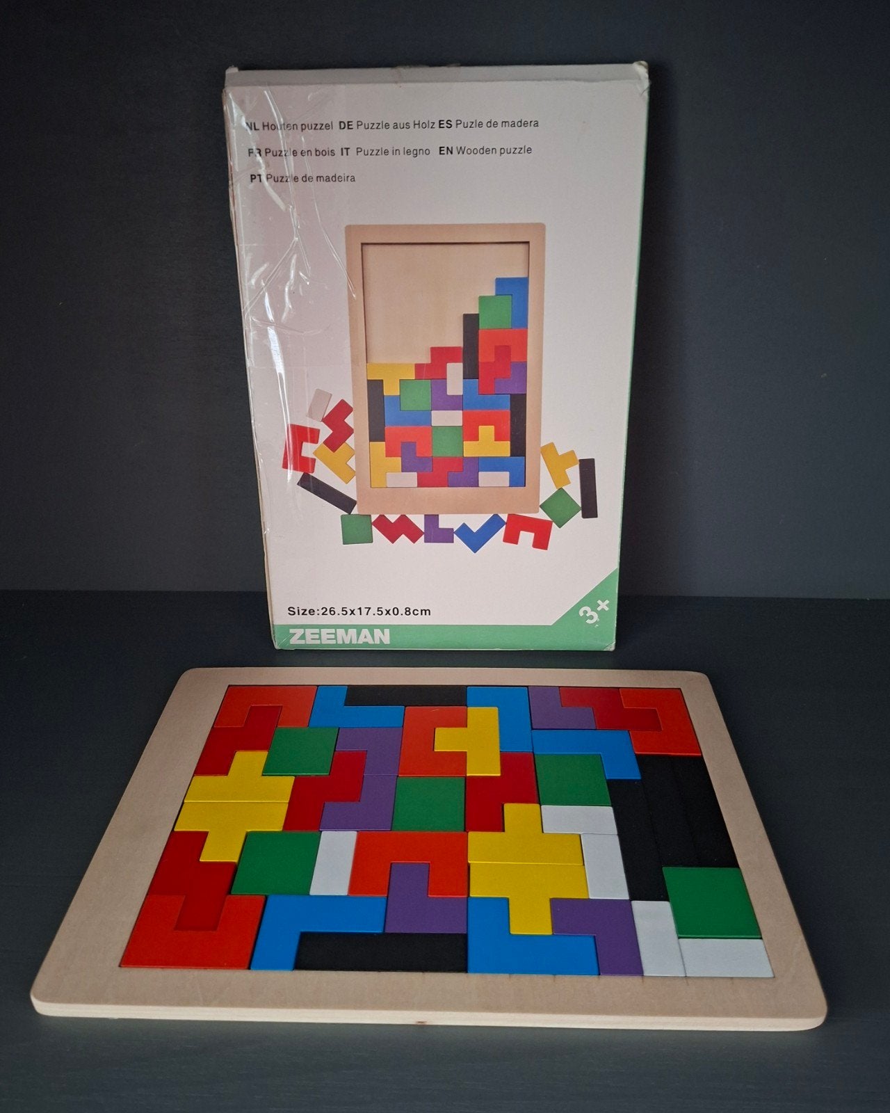 Houten Tetris puzzel 26,5 x 17,5 x 0,8 cm, Ophalen of Verzenden, Zo goed als nieuw, Overige typen