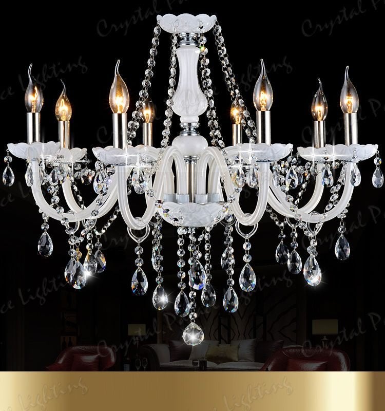 Eigentijdse Kristallen Design Kroonluchter. Met 8 Lampen E14, Ophalen of Verzenden, Nieuw, Glas