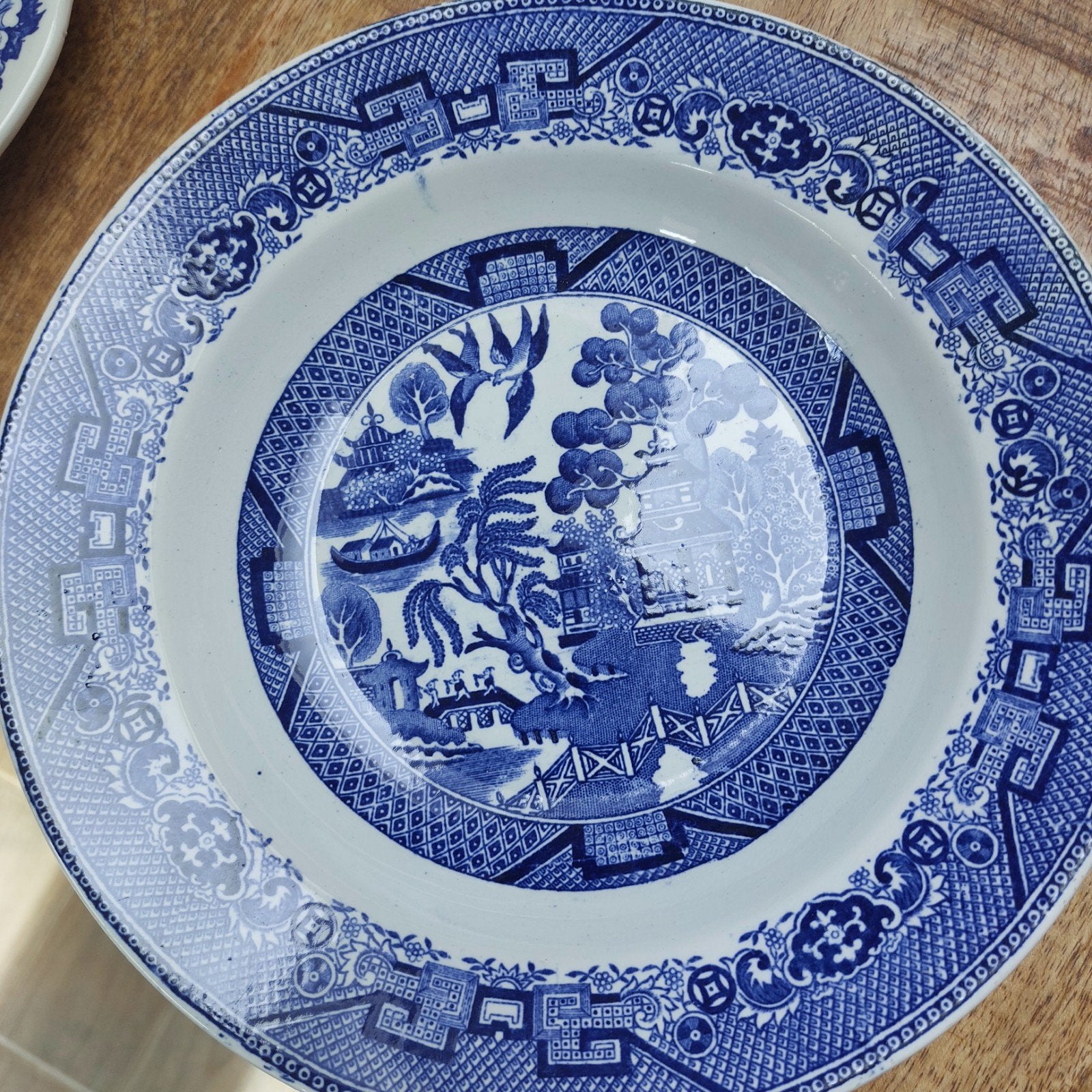 Prachtig antiek/vintage Blue Willow bord, Ophalen of Verzenden