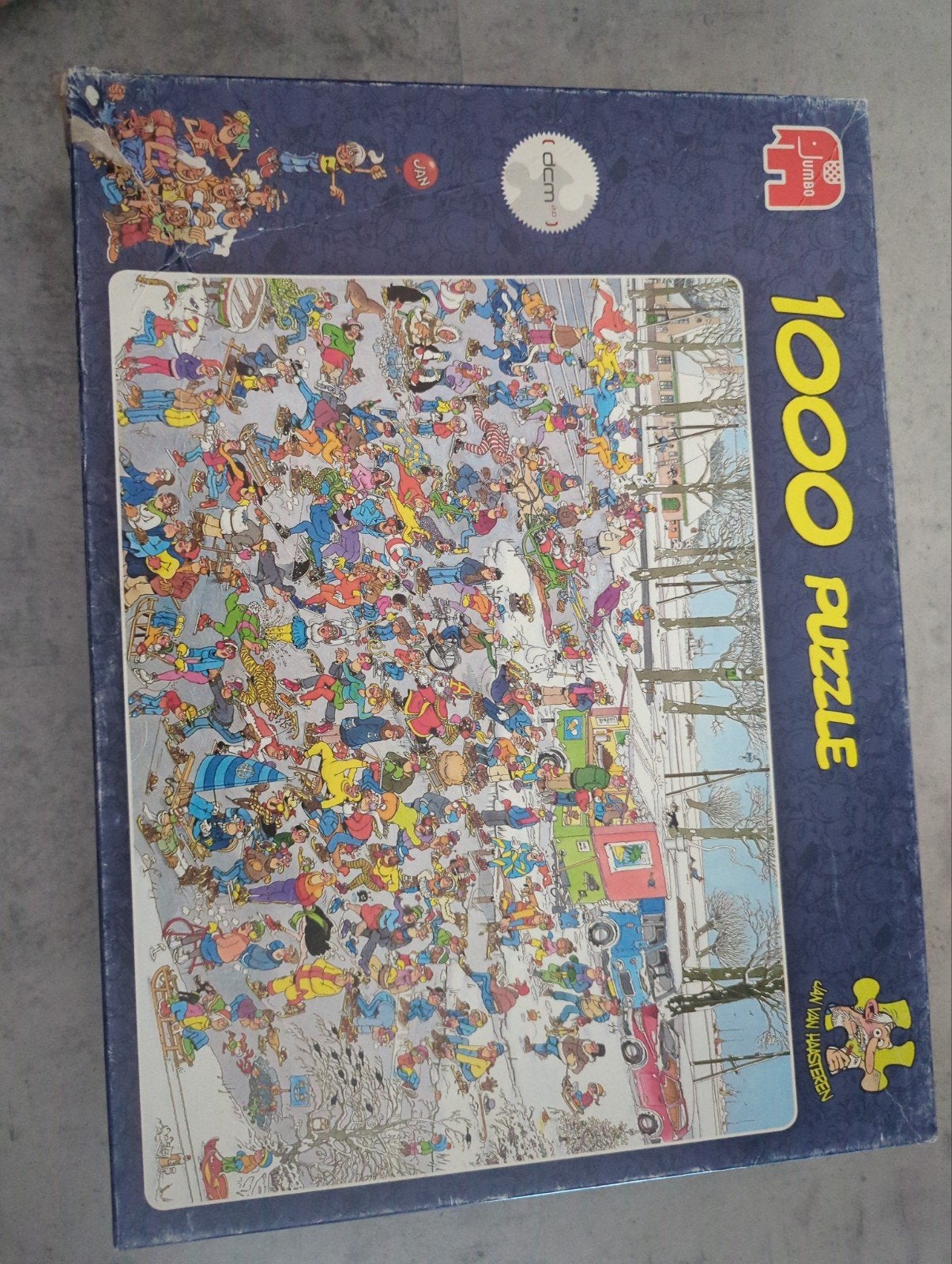 Jan van Haasteren 1000 stukjes, op glad ijs, Ophalen of Verzenden, 500 t/m 1500 stukjes, Gebruikt, Legpuzzel