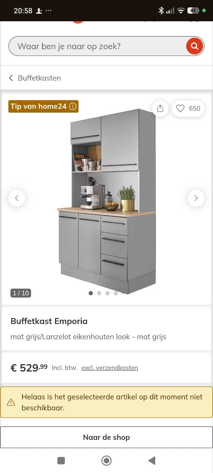 Buffetkast Emporia -Als nieuw  Mat grijs/Lanzelot eikenhout, Huis en Inrichting, Kasten | Buffetkasten, Ophalen, 200 cm of meer