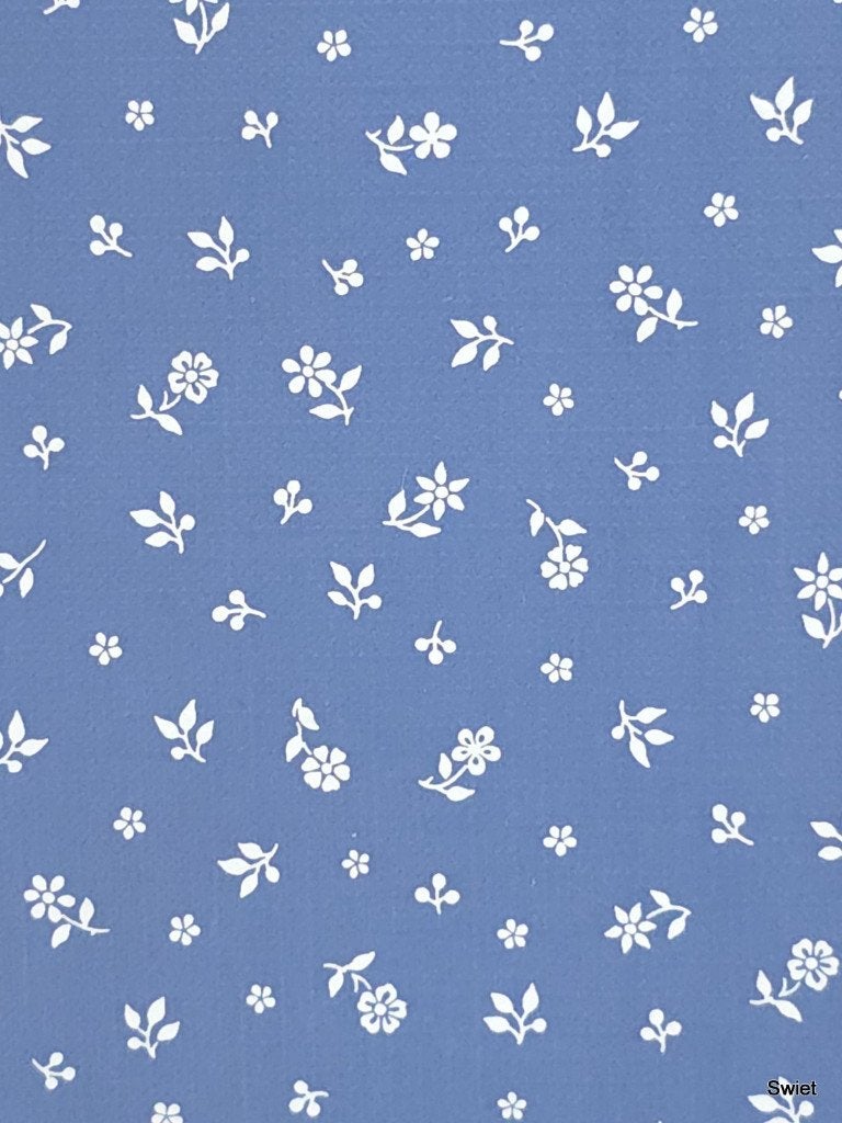 7394 Mini bloemetjes behang blauw jaren 80 vintage swiet, Verzenden, Blauw