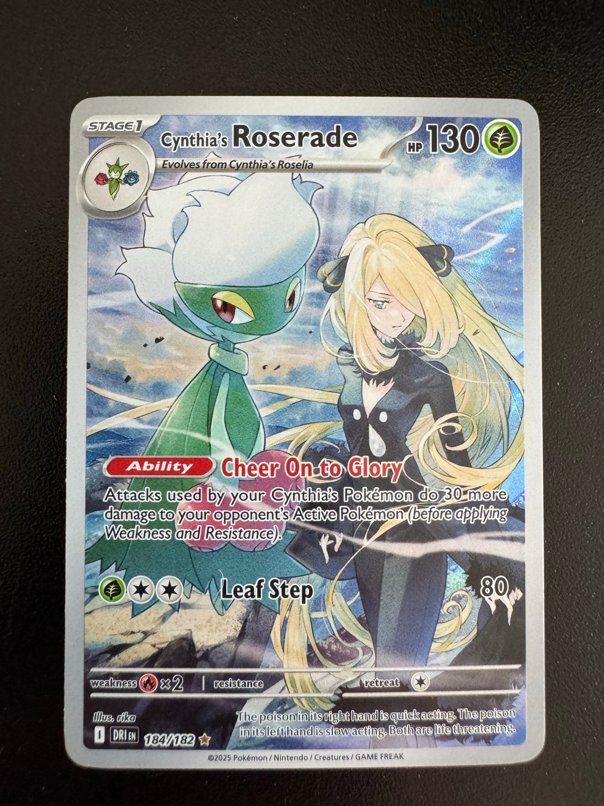 Cynthia's Roserade Pokémon Kaart (184/182) - Nieuwstaat, Ophalen of Verzenden, Nieuw, Losse kaart