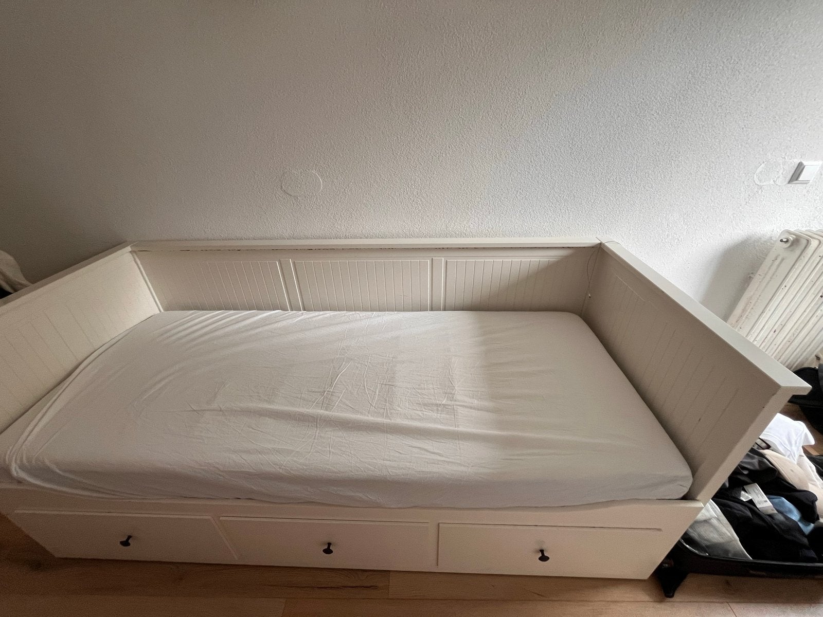 IKEA Hemnes Bedbank met 3 lades - Wit, Ophalen, Wit, Tweepersoons, 80 cm