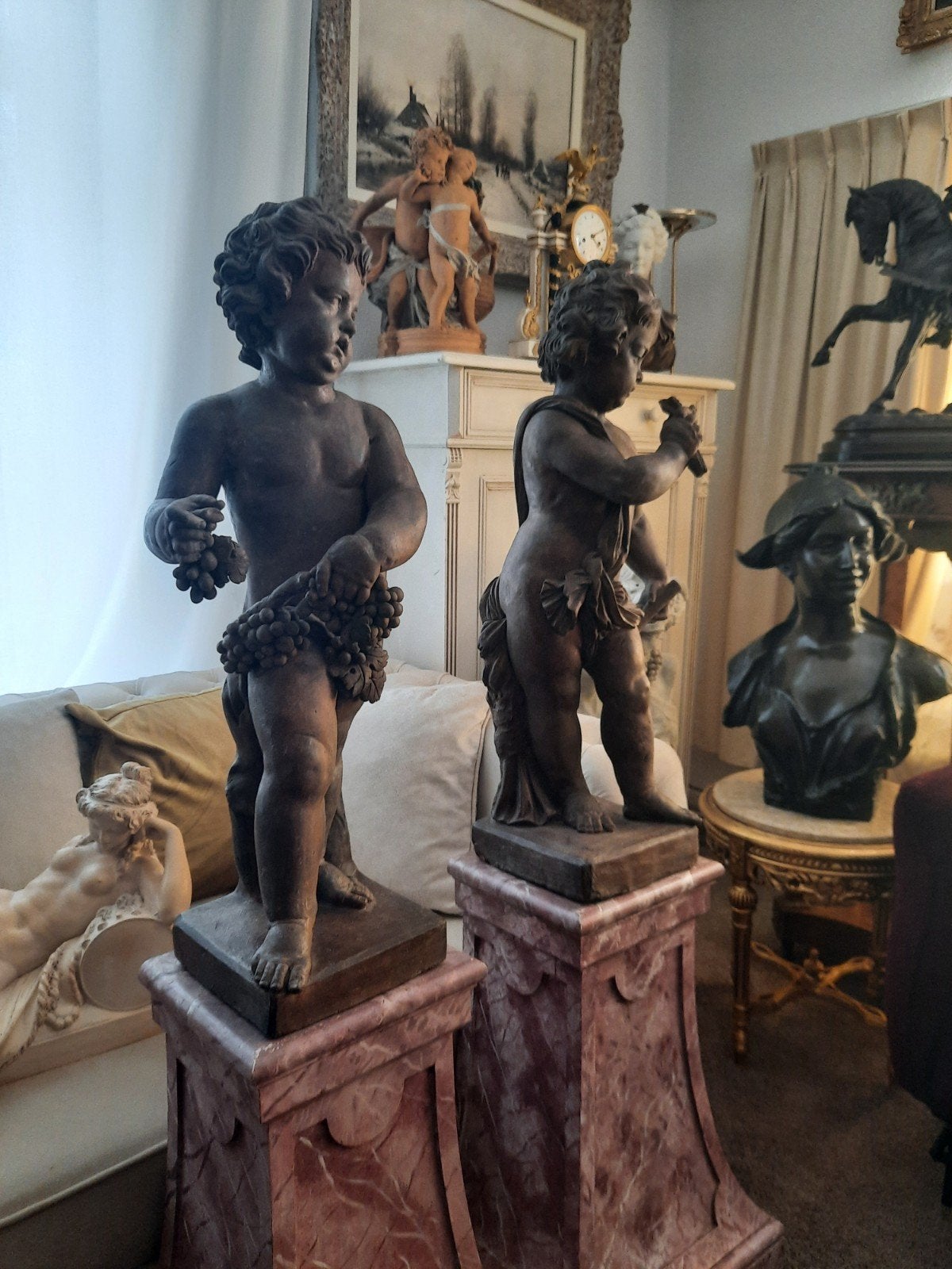 18e eeuw terracotta Putti 's uit Frankrijk, Ophalen
