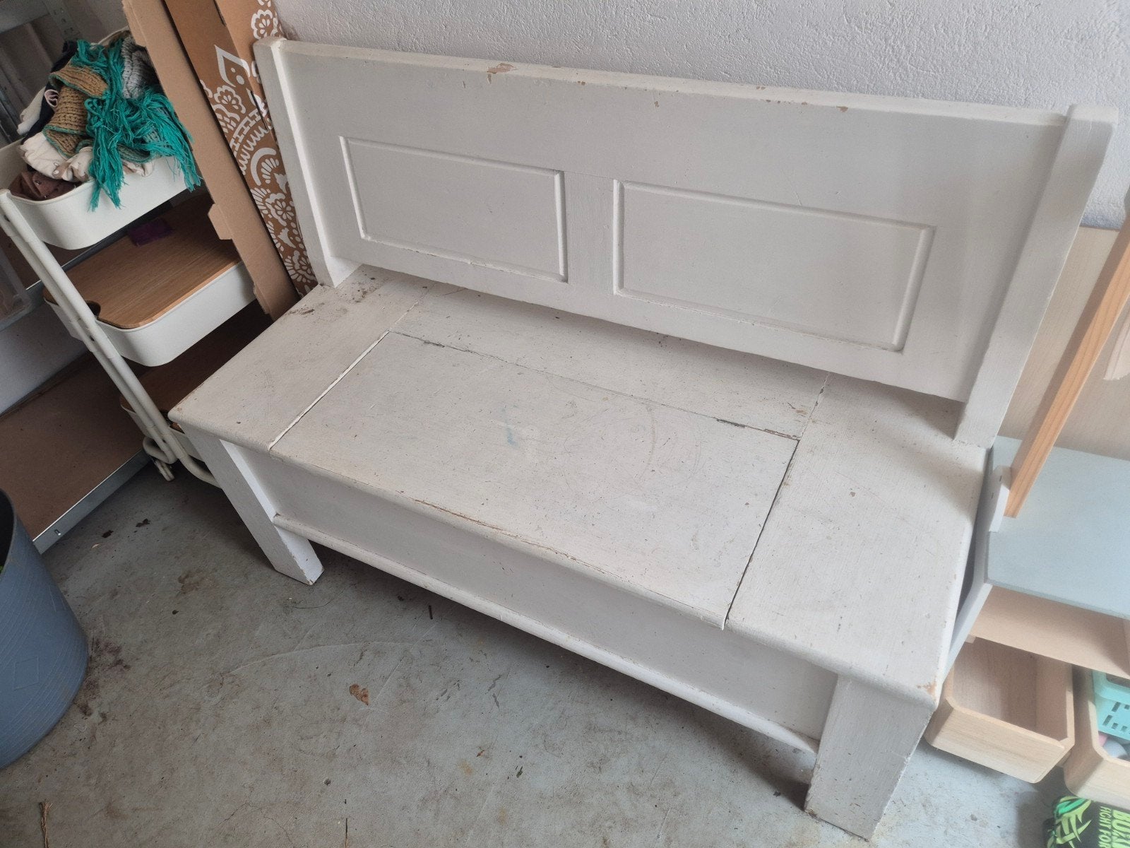 Houten bankje opknapper, Huis en Inrichting, Banken | Bankstellen, Ophalen of Verzenden, Gebruikt, Tweepersoons, Minder dan 150 cm