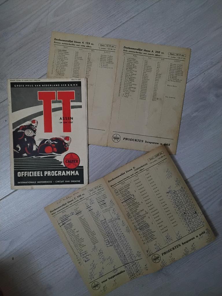 Oud TT assen programma 1957, Verzamelen, Ophalen of Verzenden, Gebruikt, Motoren