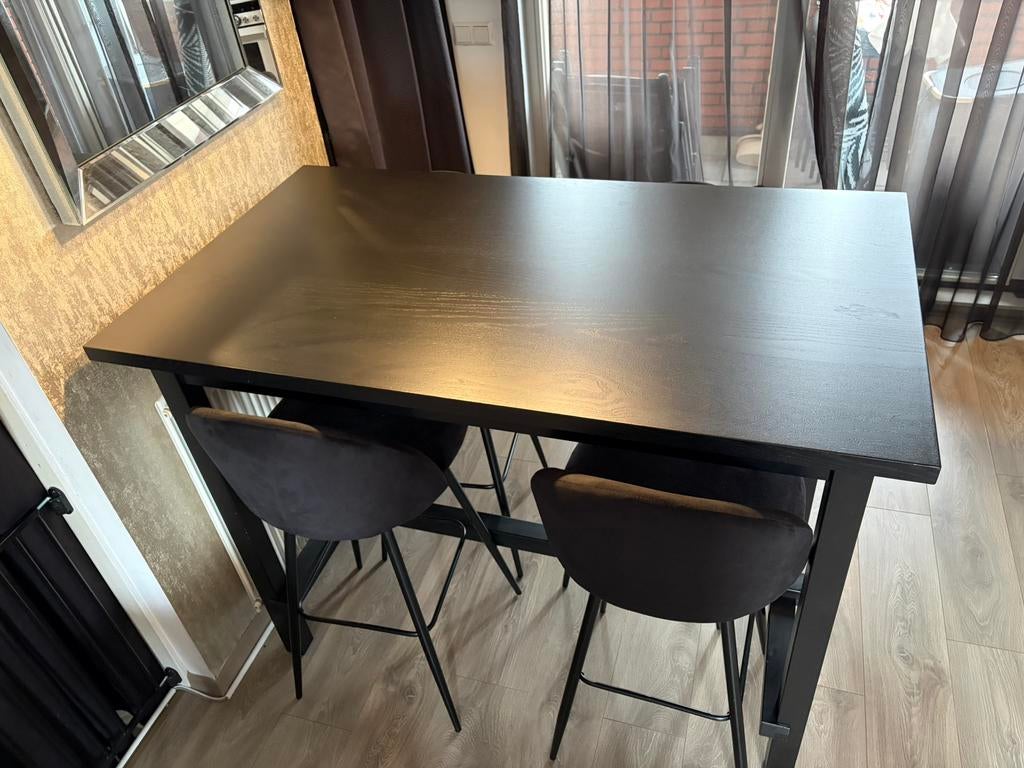 NORDVIKEN Bartafel ikea met 4 stoelen, Ophalen, Zo goed als nieuw