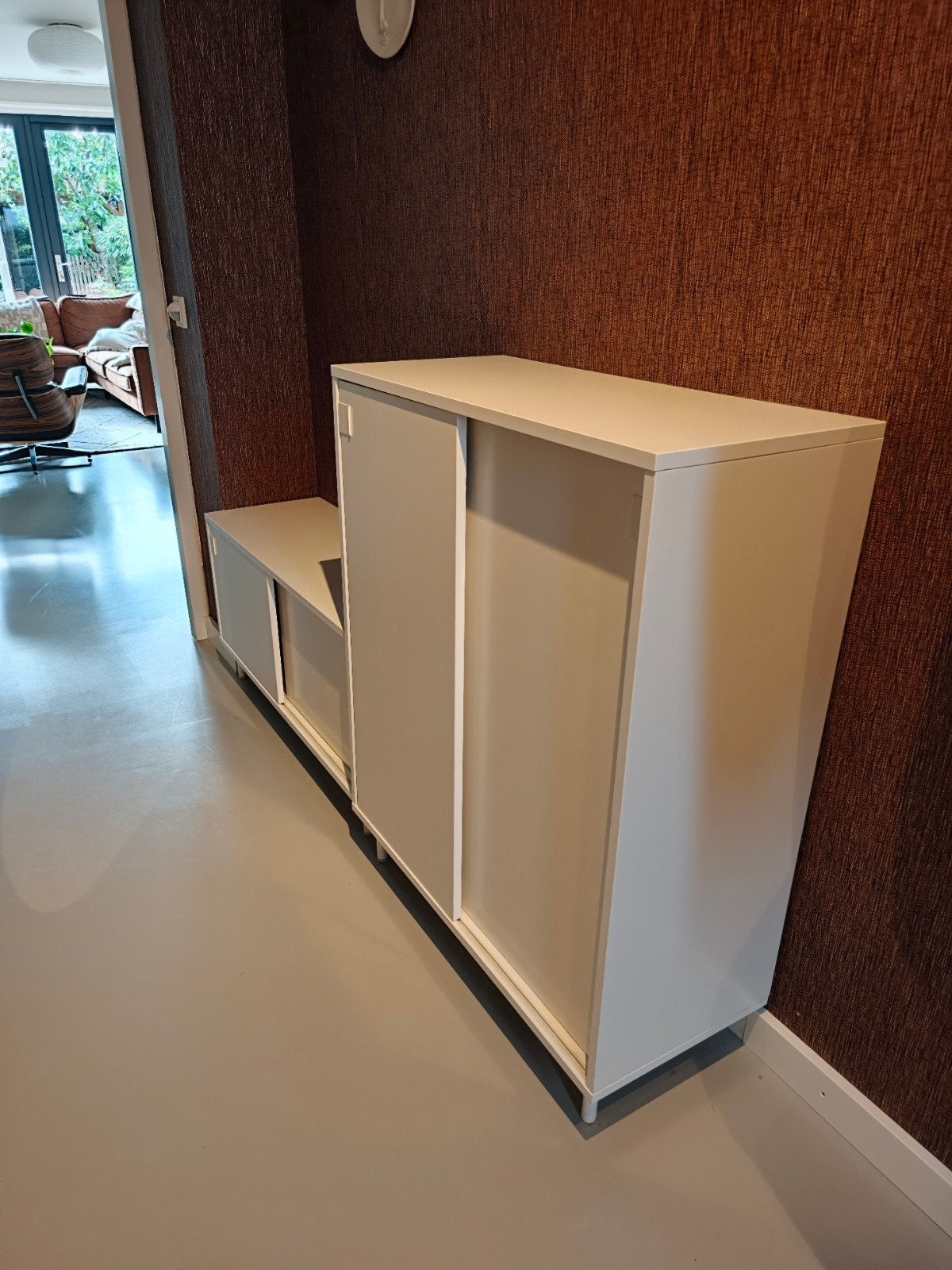 Witte schoenenkast met schuifdeuren en zitbank Ikea MACKAPÄR, Ophalen, Gebruikt, Modern, minimalistisch