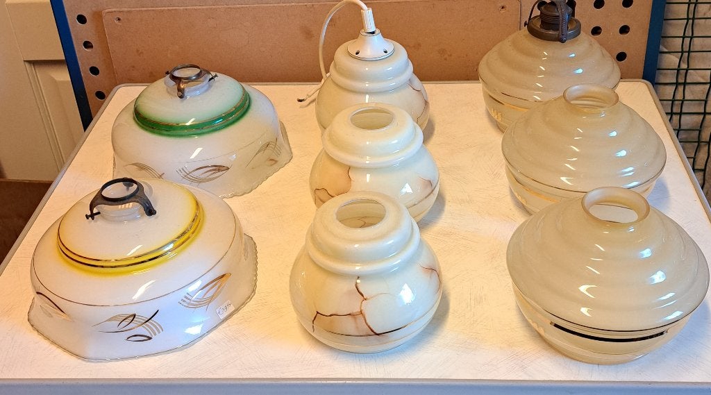 oude glazen lampenkappen, Ophalen of Verzenden, Zo goed als nieuw, Glas
