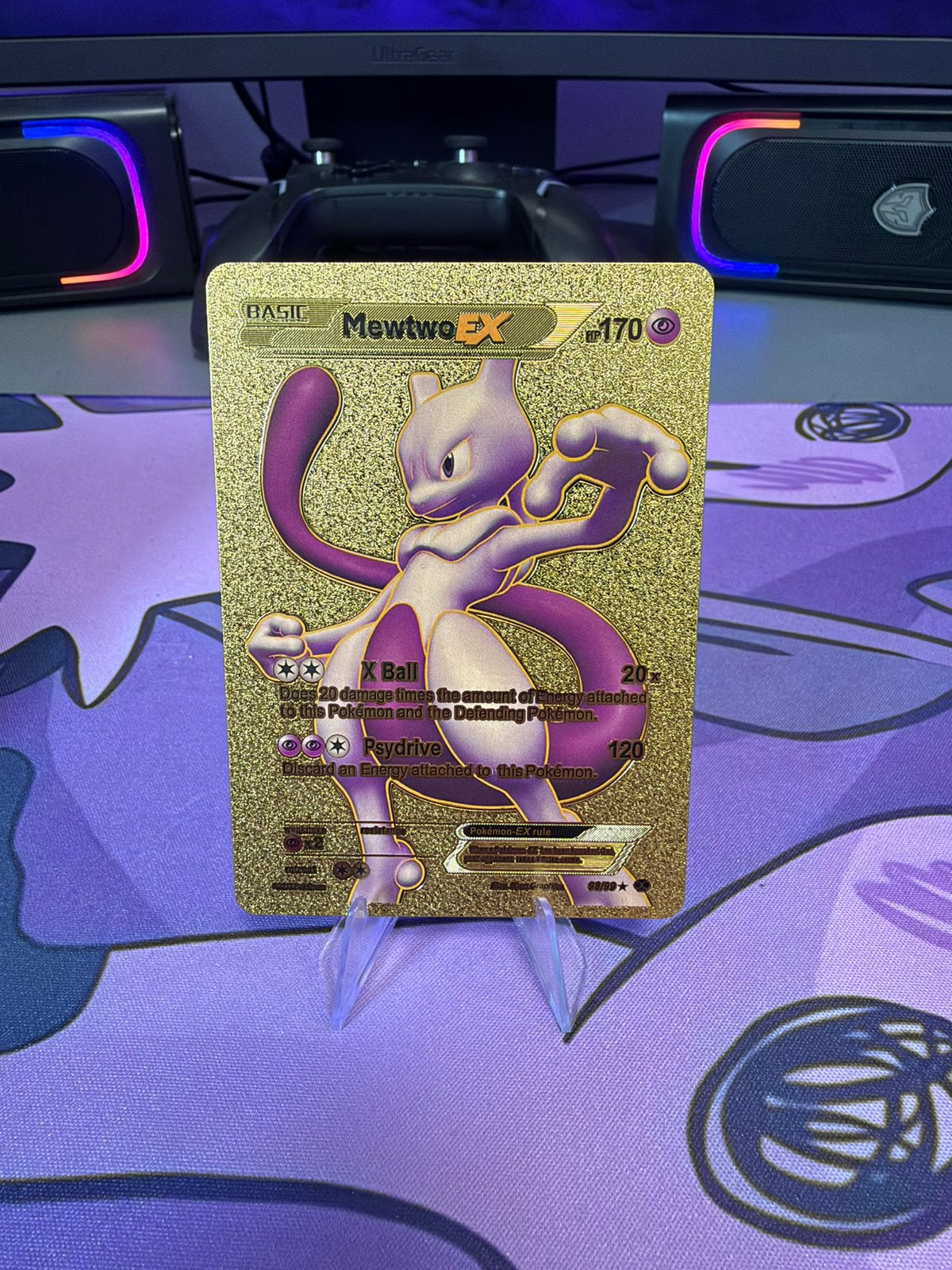 Mewtwo EX 98/99 Gouden pokemon kaart, Ophalen, Zo goed als nieuw