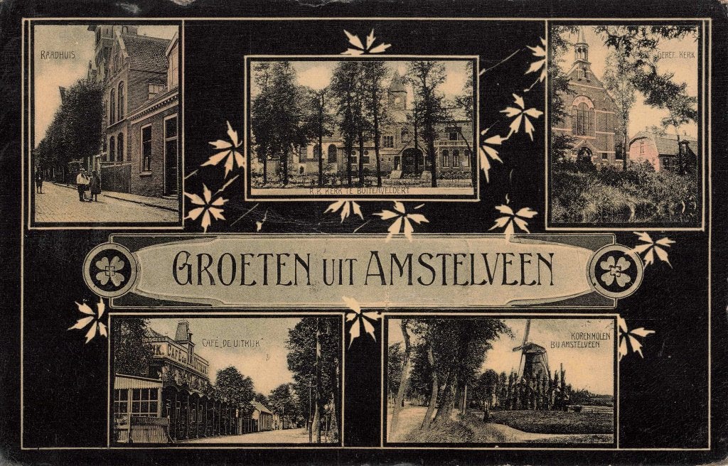 Amstelveen Raadhuis Café De Uitkijk Korenmolen ZR1317, Ophalen, Voor 1920, Gelopen, Noord-Holland