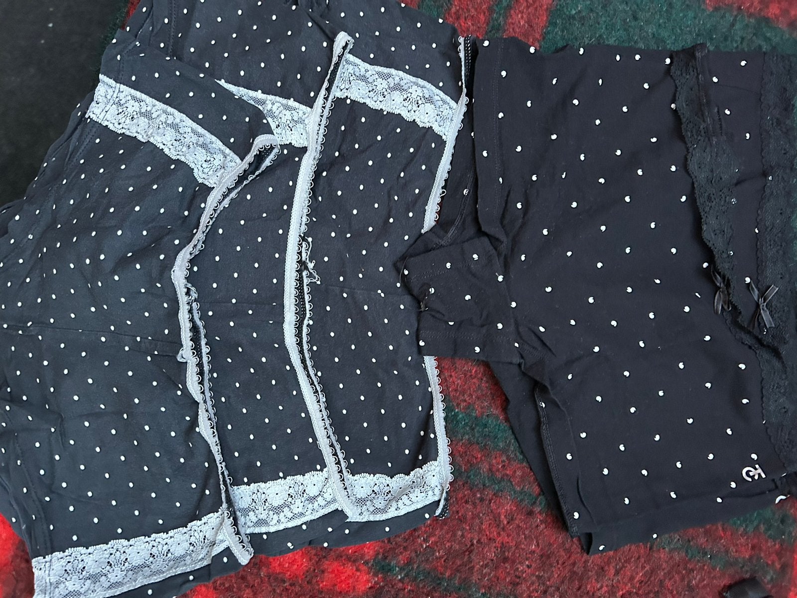 5 Zwart-wit gestipte slipjes met kanten details, Kleding | Dames, Ophalen of Verzenden, Zwart, Slip