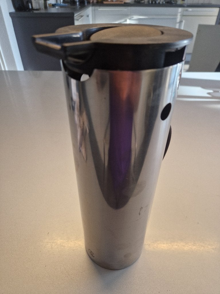 Stelton EM77 thermoskan 1 liter - deksel kapot, Ophalen of Verzenden, Gebruikt, Metaal