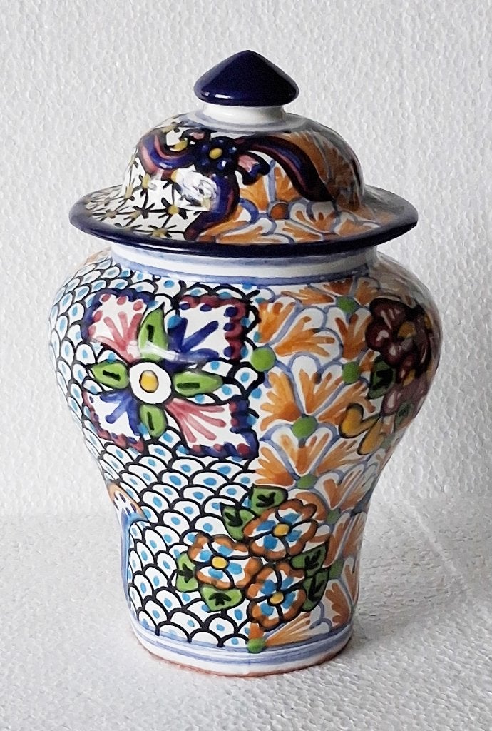 Talavera Poblana handbeschilderde vaas Puebla Mexico, Antiek en Kunst, Verzenden