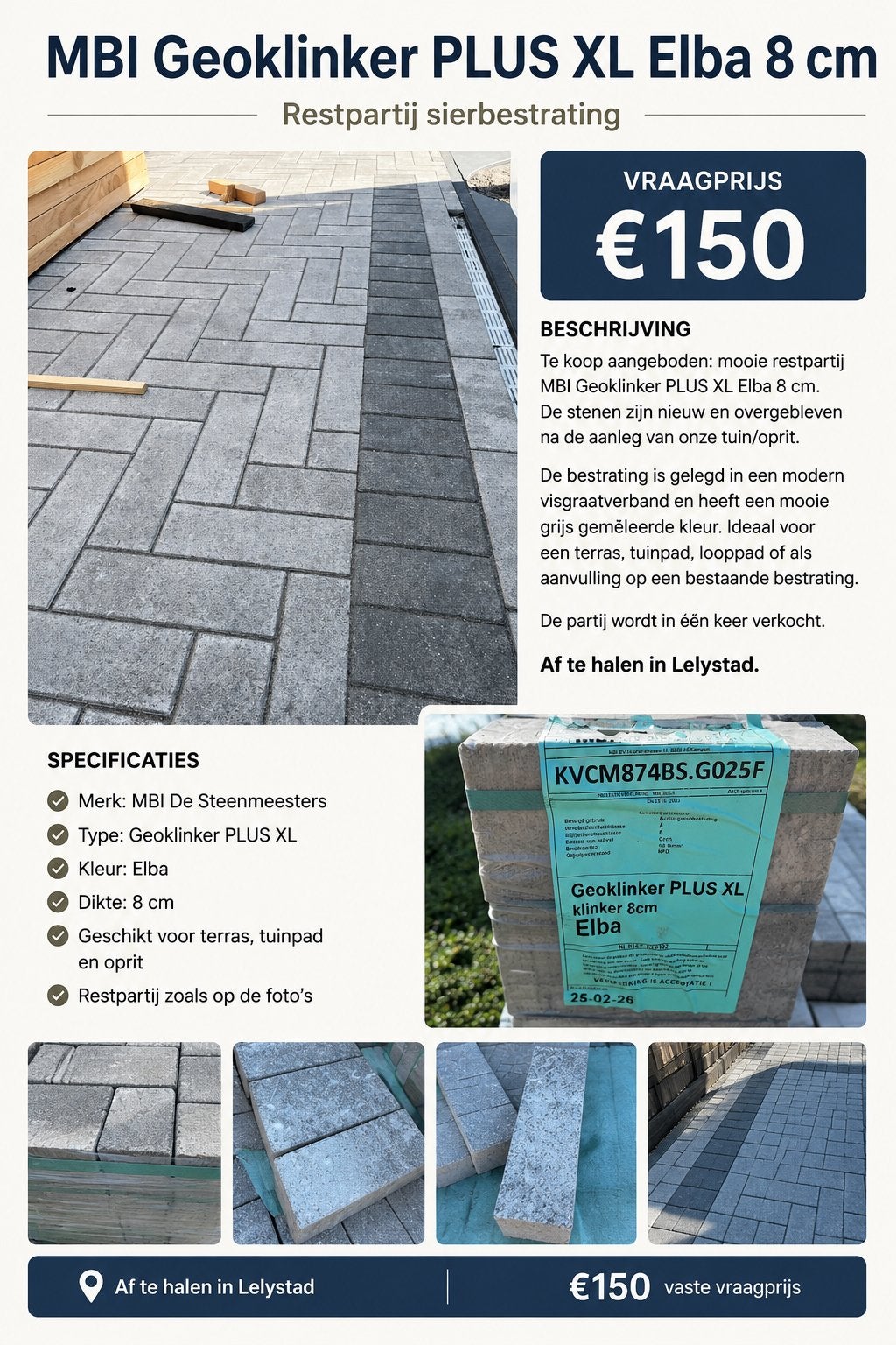 KLINKERS NIEUW 9m2, Ophalen, Klinkers, Nieuw, 5 tot 10 m²