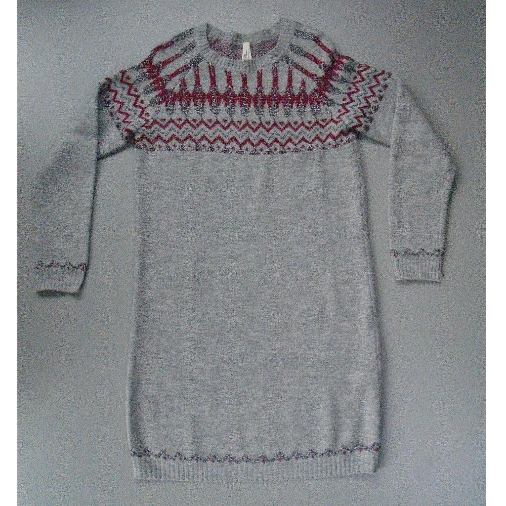 Miss Etam grijze jurk S/36 kerst, Kleding | Dames, Jurken, Verzenden, Zo goed als nieuw, Maat 36 (S), Miss Etam