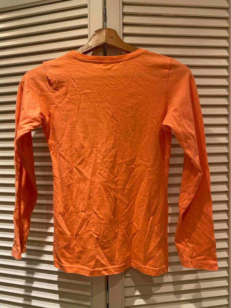 Oranje shirt lange mouw maat 146/152 Koningsdag zomer, Ophalen of Verzenden, Gebruikt, Jongen of Meisje, Shirt of Longsleeve