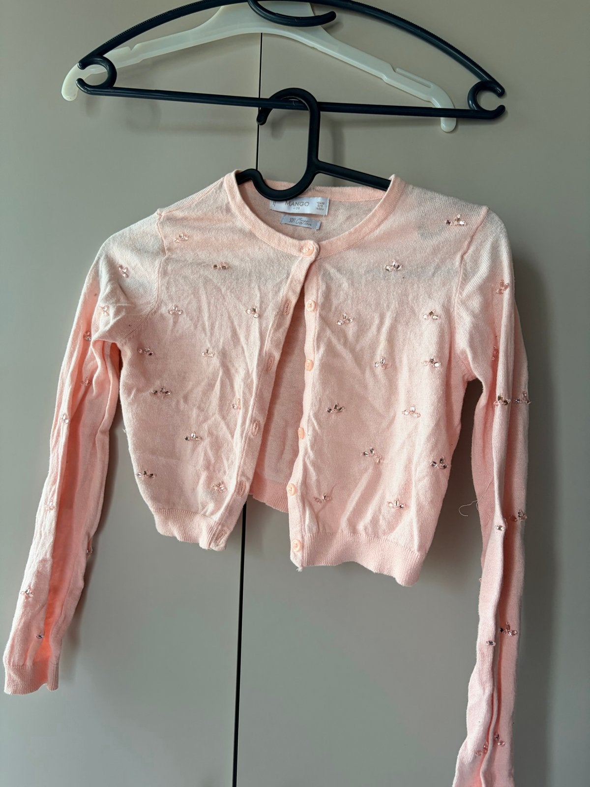 Roze Mango vestje met pailletten maat 134, Kleding | Dames, Truien en Vesten, Ophalen, Gedragen, Maat 34 (XS) of kleiner, Roze
