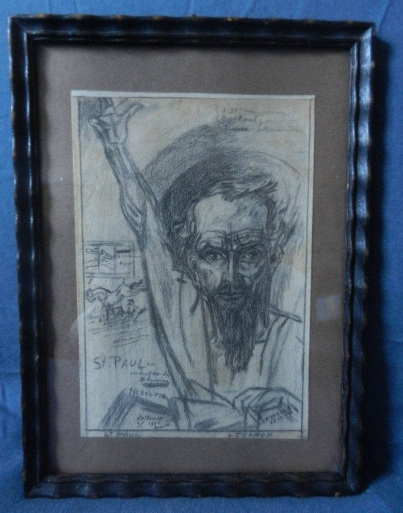 Tekening St.Paul naar Jan Toorop door W Meser 25 12 1930, Ophalen of Verzenden