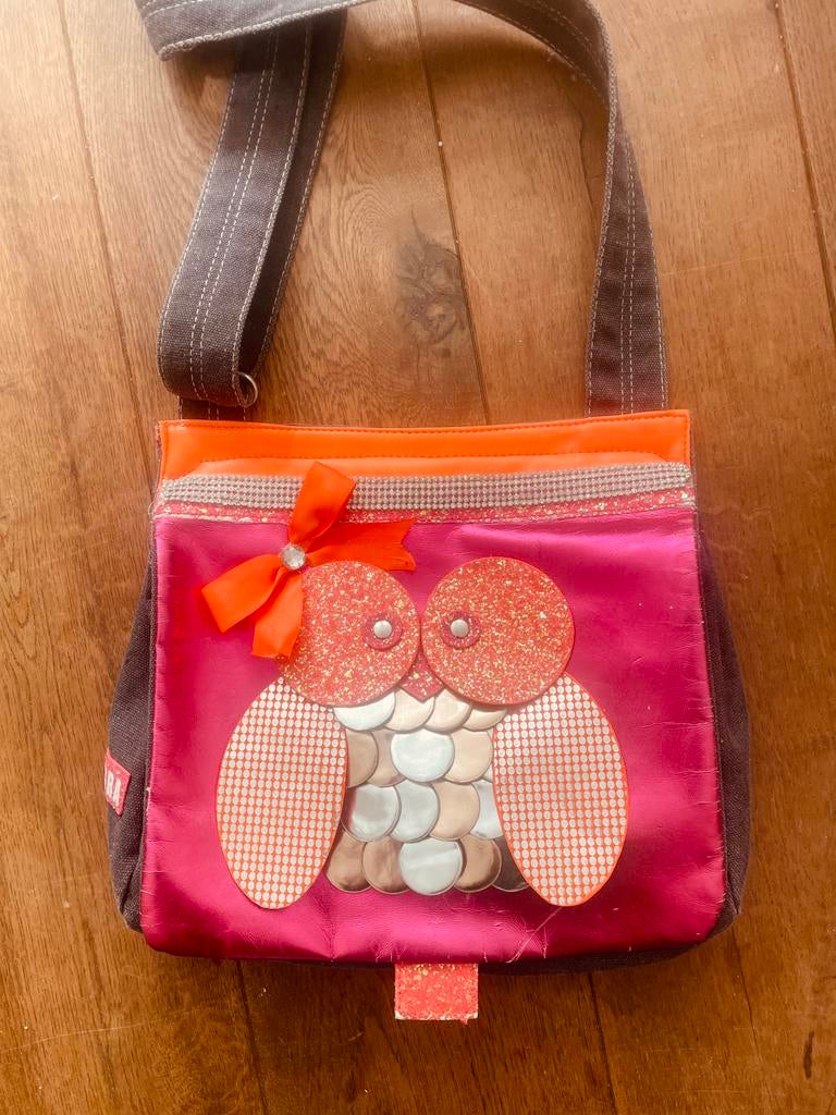 Meisjes tas met glitterende uil, Ophalen, Zo goed als nieuw, Roze, Overige merken