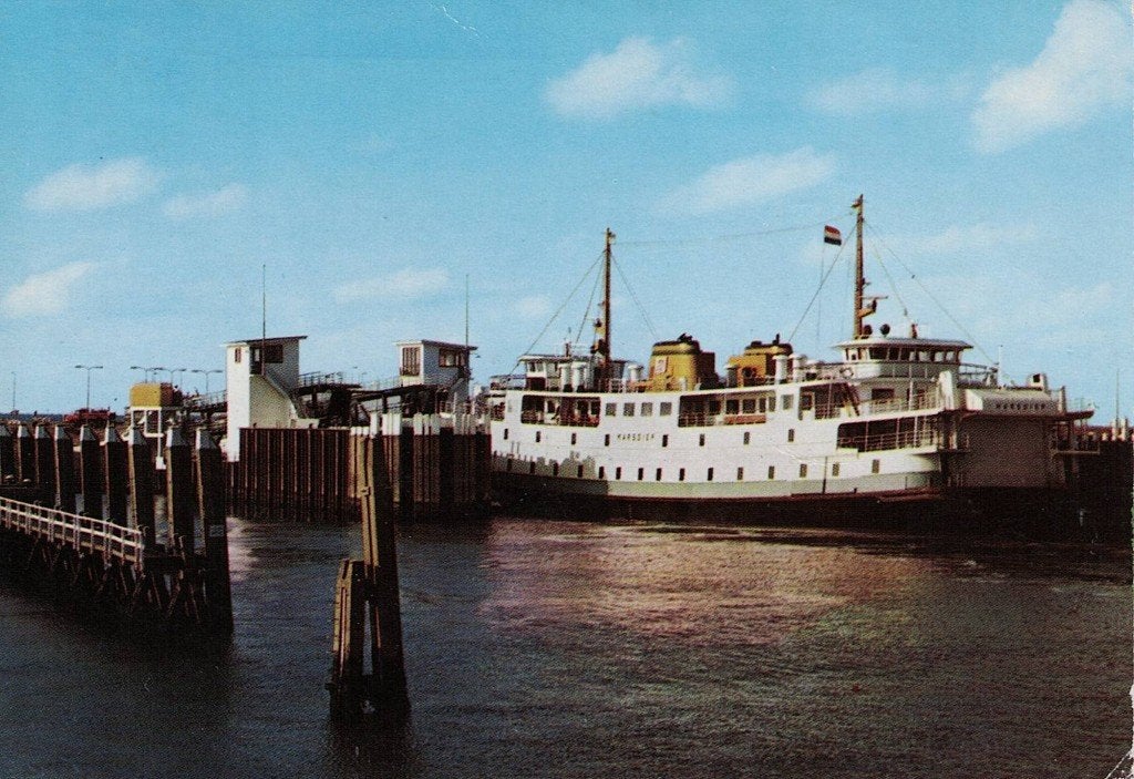 Texel Ponthaven met veerpont Marsdiep 11, Ophalen of Verzenden, 1960 tot 1980, Gelopen, Waddeneilanden