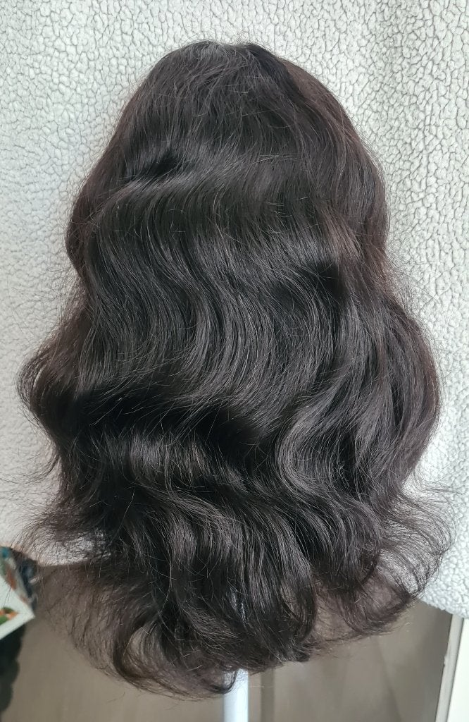 Nw. pruik, 52 cm, bijna zwart haar, 100 % virgin hair. Shri, Ophalen of Verzenden, Nieuw, Pruik of Haarverlenging