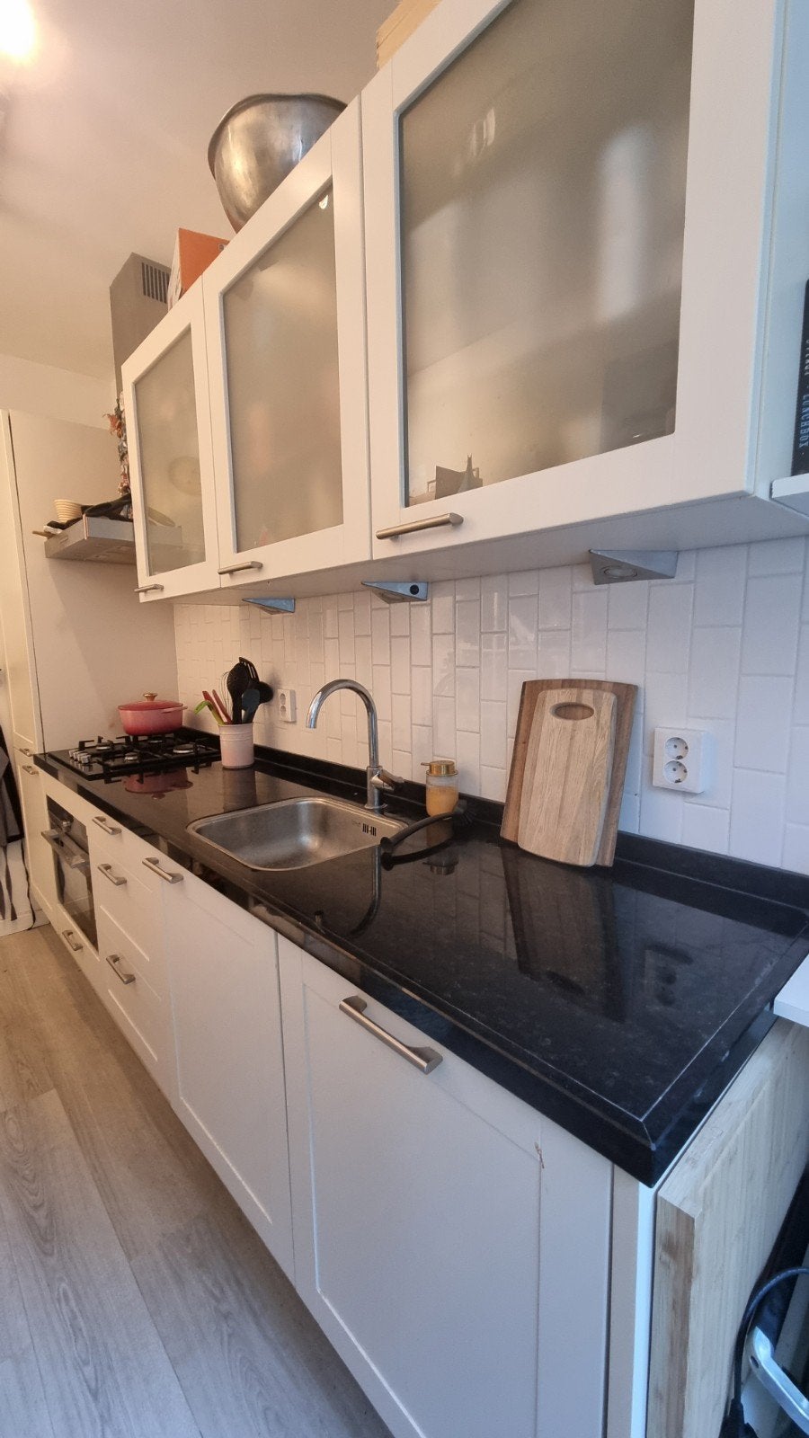 Landelijke keuken met composiet blad, Huis en Inrichting, Keuken | Complete keukens, Ophalen, Gebruikt, Wit, Enkelwandige keuken