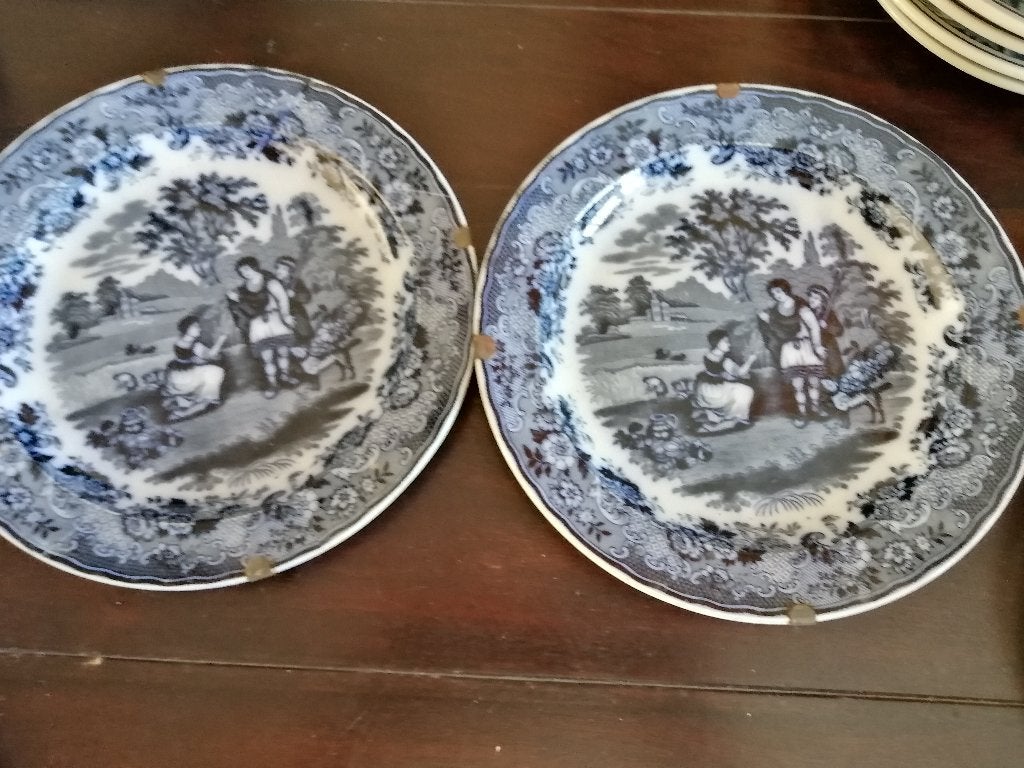 2 blauw wandborden Ruth & Boaz, Petrus Regout, 26cm, Antiek en Kunst, Ophalen of Verzenden