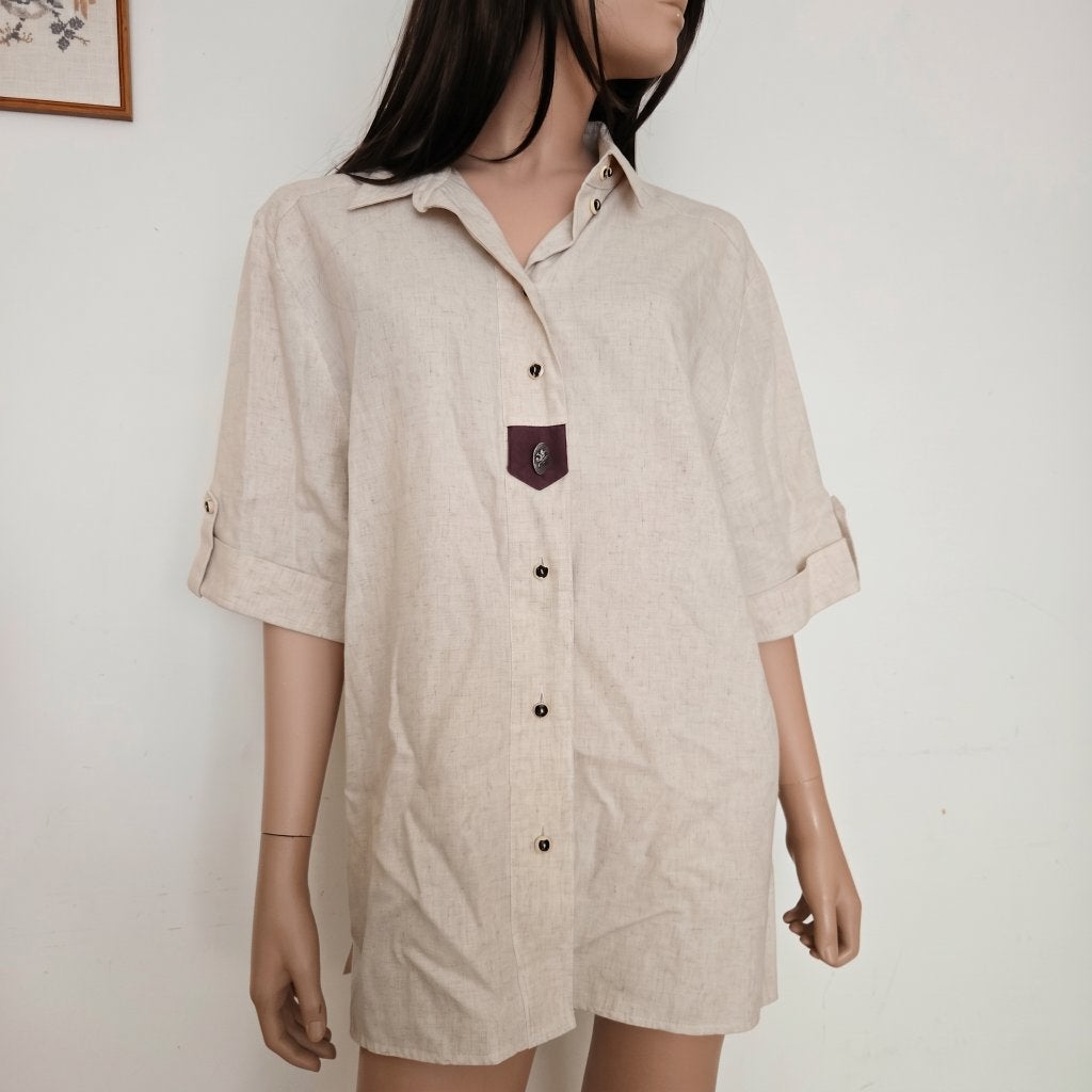 Landhaus Linnen Blouse Maat 44 - Zo Goed Als Nieuw, Beige, Maat 46/48 (XL) of groter, Ophalen of Verzenden, Zo goed als nieuw