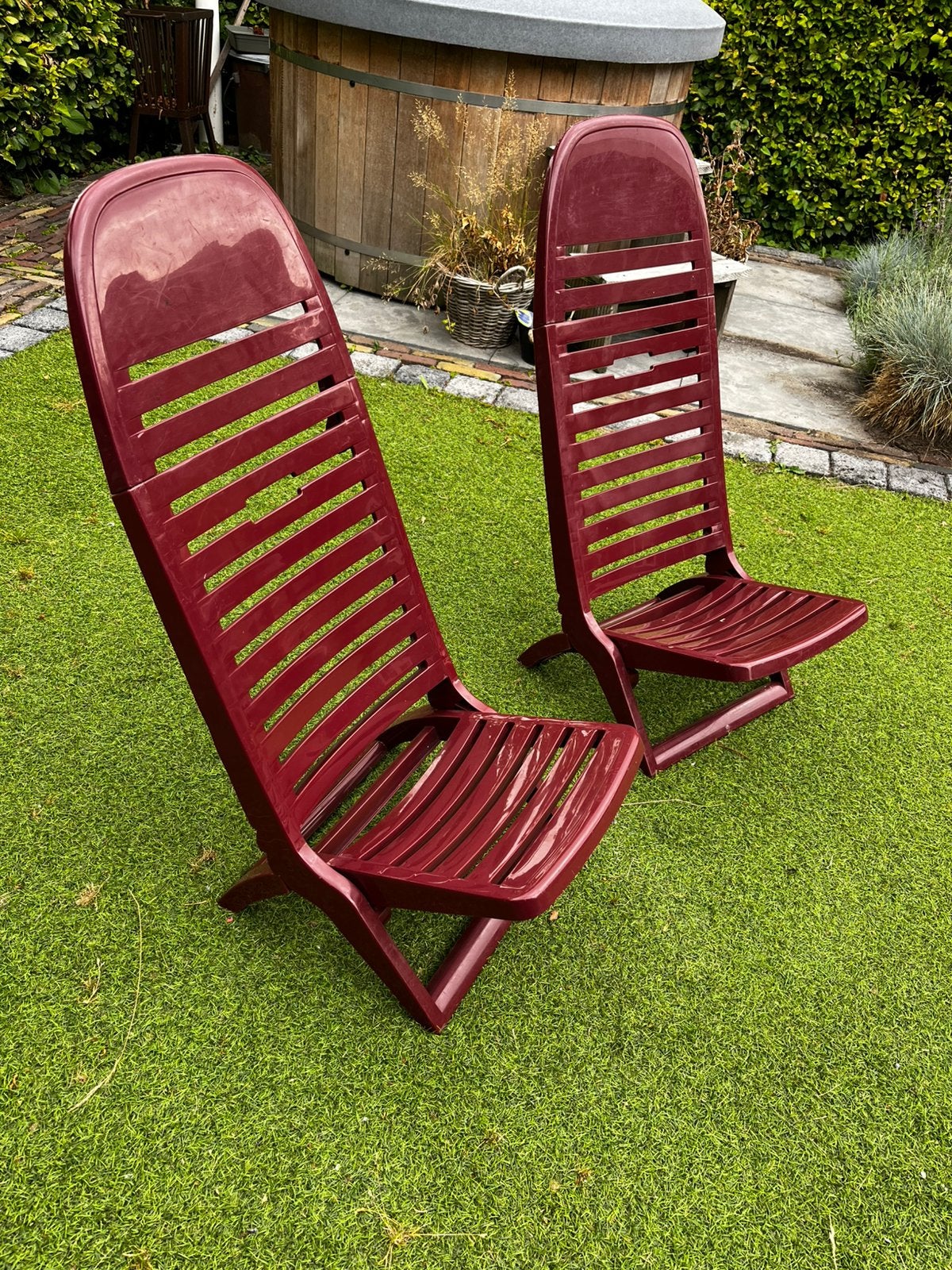 2 retro stoelen / strandstoeltjes, Ophalen, Zo goed als nieuw, Inklapbaar