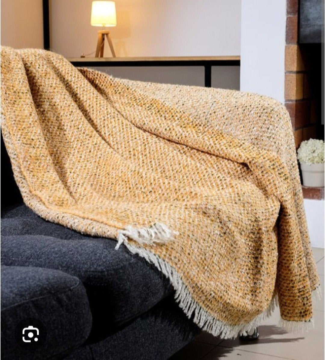 Brun de Vian Tiran plaid sprei woondeken warm mohair bruin o, Verzenden, Zo goed als nieuw