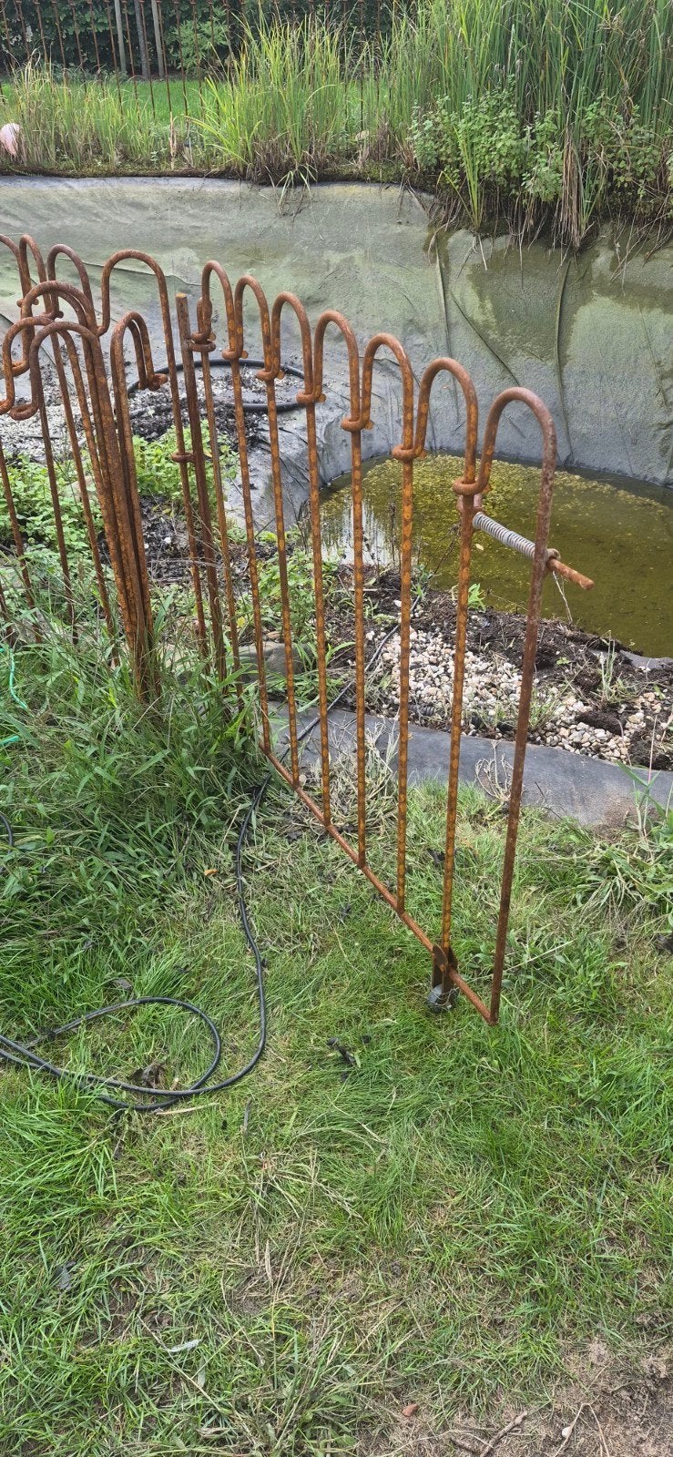 Vijverhek met looppoortje - ca. 30 meter, Ophalen, Met poort, Gebruikt, Tuinhek